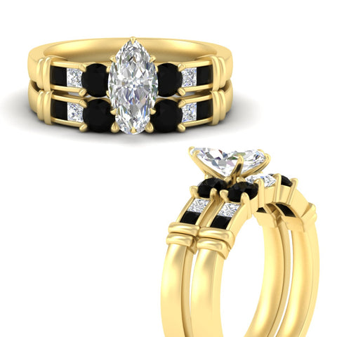 marquise-cut-bridal-ring-set-with-black-diamond-princess-channel-accents-in-yellow-gold-fdens286mqgblackangle3-nl-yg.jpg