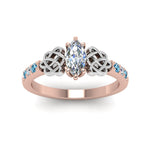 Load image into Gallery viewer, marquise-cut-celtic-diamond-ring-with-blue-topaz-in-14K-rose-gold-FDENS2255MQRGICBLTOANGLE5-NL-RG
