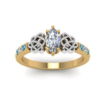 Load image into Gallery viewer, marquise-cut-celtic-diamond-ring-with-blue-topaz-in-14K-yellow-gold-FDENS2255MQRGICBLTOANGLE5-NL-YG
