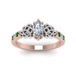 Load image into Gallery viewer, marquise-cut-celtic-diamond-ring-with-emerald-in-14K-rose-gold-FDENS2255MQRGEMGRANGLE5-NL-RG
