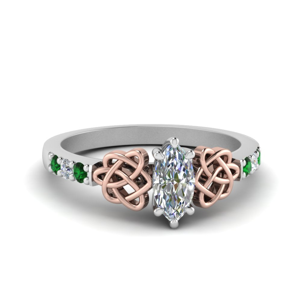 marquise-cut-celtic-diamond-ring-with-emerald-in-14K-white-gold-FDENS2255MQRGEMGR-NL-WG