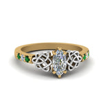 Load image into Gallery viewer, marquise-cut-celtic-diamond-ring-with-emerald-in-14K-yellow-gold-FDENS2255MQRGEMGR-NL-YG
