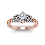 Load image into Gallery viewer, marquise-cut-celtic-diamond-ring-with-orange-sapphire-in-14K-rose-gold-FDENS2255MQRGSAORANGLE5-NL-RG
