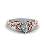 Load image into Gallery viewer, marquise-cut-celtic-diamond-ring-with-orange-sapphire-in-14K-white-gold-FDENS2255MQRGSAOR-NL-WG_9c3902f9-2fb2-4cb4-8121-6462aef32e97
