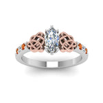 Load image into Gallery viewer, marquise-cut-celtic-diamond-ring-with-orange-sapphire-in-14K-white-gold-FDENS2255MQRGSAORANGLE5-NL-WG
