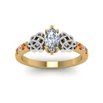 Load image into Gallery viewer, marquise-cut-celtic-diamond-ring-with-orange-sapphire-in-14K-yellow-gold-FDENS2255MQRGSAORANGLE5-NL-YG_ac577e8e-a4fb-419a-a64b-af65910a4ee0
