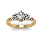Load image into Gallery viewer, marquise-cut-celtic-diamond-ring-with-pink-sapphire-in-14K-yellow-gold-FDENS2255MQRGSADRPIANGLE5-NL-YG
