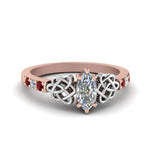 Load image into Gallery viewer, marquise-cut-celtic-diamond-ring-with-ruby-in-14K-rose-gold-FDENS2255MQRGRUDR-NL-RG_8f4faf74-565a-4e84-a087-9e8f3e99ab0c
