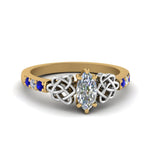 Load image into Gallery viewer, marquise-cut-celtic-diamond-ring-with-sapphire-in-14K-yellow-gold-FDENS2255MQRGSABL-NL-YG
