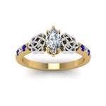 Load image into Gallery viewer, marquise-cut-celtic-diamond-ring-with-sapphire-in-14K-yellow-gold-FDENS2255MQRGSABLANGLE5-NL-YG_e5fb4a7c-21a3-4817-8f87-e2218dfc3da2
