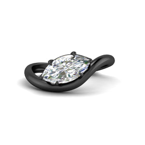 Curve Wave Marquise Cut Solitaire Diamond Ring