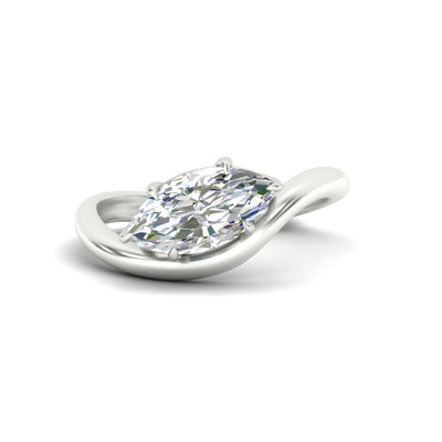 Curve Wave Marquise Cut Solitaire Diamond Ring