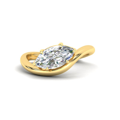 Curve Wave Marquise Cut Solitaire Diamond Ring