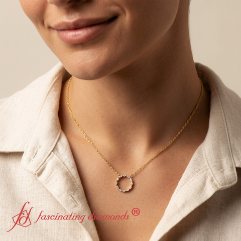 Marquise Diamond Open Circle Pendant