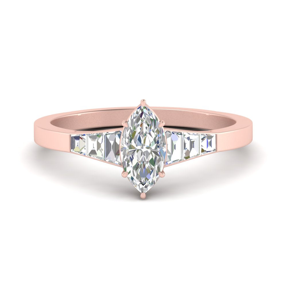 Tapering Trapezoid Marquise Cut Engagement Ring