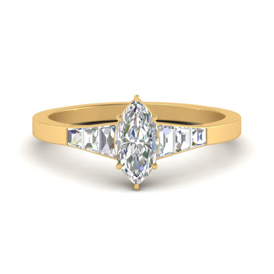Marquise Cut Tapering Trapezoid Man Made Diamond Ring