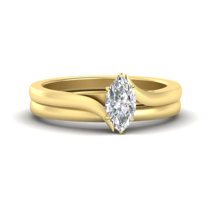 Marquise Cut Simple Solitaire Wedding Set