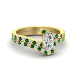 Load image into Gallery viewer, marquise-cut-diamond-wedding-ring-set-with-emerald-in-FDENS3007MQGEMGR-NL-YG
