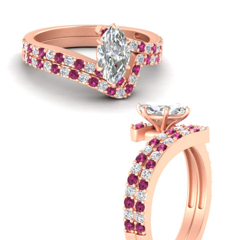 marquise-cut-diamond-wedding-ring-set-with-pink-sapphire-in-FDENS3007MQGSADRPI-NL-RG