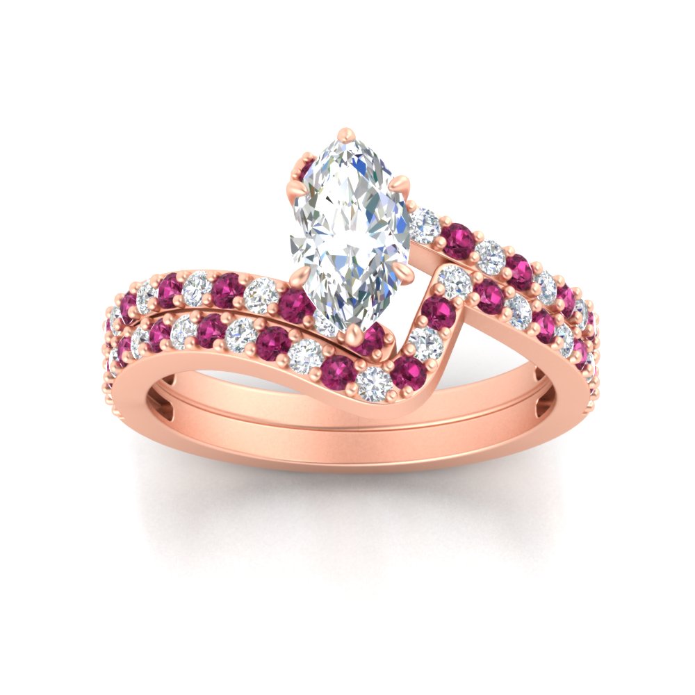 marquise-cut-diamond-wedding-ring-set-with-pink-sapphire-in-FDENS3007MQGSADRPI-NL-RG