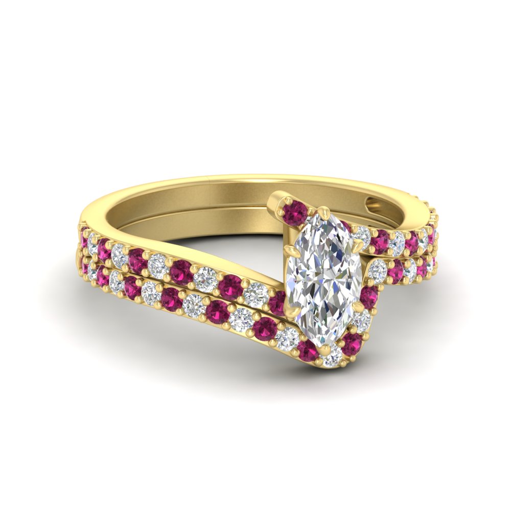 marquise-cut-diamond-wedding-ring-set-with-pink-sapphire-in-FDENS3007MQGSADRPI-NL-YG