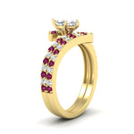 Load image into Gallery viewer, marquise-cut-diamond-wedding-ring-set-with-pink-sapphire-in-FDENS3007MQGSADRPI-NL-YG
