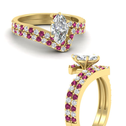 marquise-cut-diamond-wedding-ring-set-with-pink-sapphire-in-FDENS3007MQGSADRPI-NL-YG