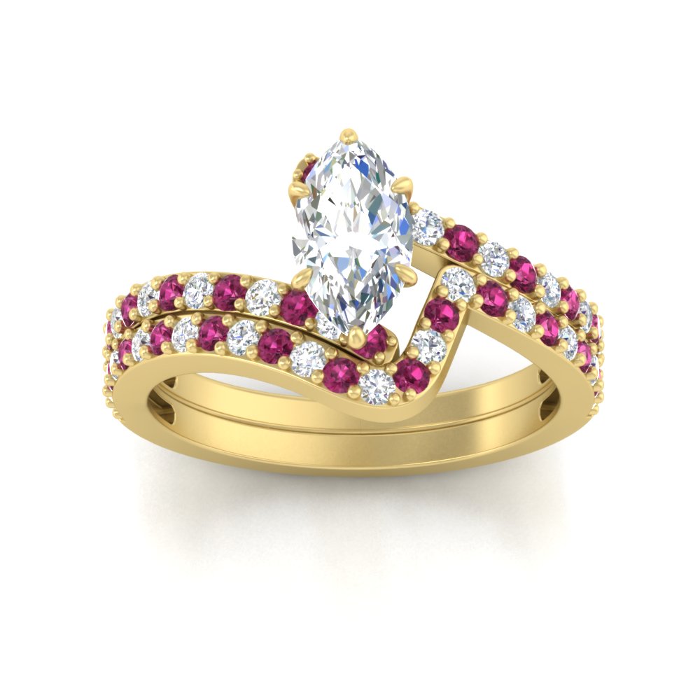 marquise-cut-diamond-wedding-ring-set-with-pink-sapphire-in-FDENS3007MQGSADRPI-NL-YG