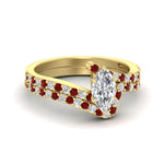 Load image into Gallery viewer, marquise-cut-diamond-wedding-ring-set-with-ruby-in-FDENS3007MQGRUDR-NL-YG
