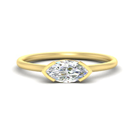East West Marquise Solitaire Diamond Ring
