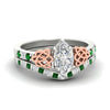 Load image into Gallery viewer, marquise-cut-emerald-celtic-two-tone-bridal-matching-set-in-white-gold-fdens2255mqgemgrsleep-nl-wg-ws4.jpg