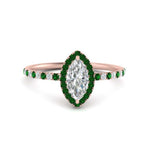 Load image into Gallery viewer, marquise-cut-emerald-halo-petite-engagement-ring-in-rose-gold-FD8523MQRGEMGRANGLE3-NL-RG