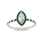 Load image into Gallery viewer, marquise-cut-emerald-halo-petite-engagement-ring-in-white-gold-FD8523MQRGEMGRANGLE3-NL-WG