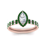 Load image into Gallery viewer, marquise-cut-emerald-halo-wedding-ring-set-in-rose-gold-FD8523MQGEMGR-NL-RG

