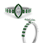Load image into Gallery viewer, marquise-cut-emerald-halo-wedding-ring-set-in-white-gold-FD8523MQGEMGR-NL-WG