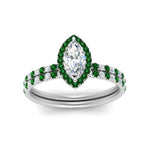 Load image into Gallery viewer, marquise-cut-emerald-halo-wedding-ring-set-in-white-gold-FD8523MQGEMGR-NL-WG
