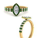 Load image into Gallery viewer, marquise-cut-emerald-halo-wedding-ring-set-in-yellow-gold-FD8523MQGEMGR-NL-YG
