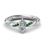 Load image into Gallery viewer, marquise-cut-emerald-twisted-vine-engagement-ring-in-white-gold-FD9127MQRGEMGR-NL-WG
