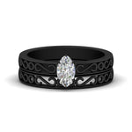 Load image into Gallery viewer, marquise-cut-filigree-single-stone-diamond-wedding-ring-set-in-black-gold-FDENS3289MQ-NL-BG.jpg?v=1763371066