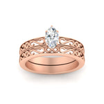Load image into Gallery viewer, marquise-cut-filigree-single-stone-diamond-wedding-ring-set-in-rose-gold-FDENS3289MQANGLE5-NL-RG.jpg?v=1763371065