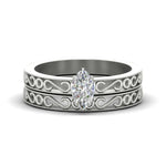 Load image into Gallery viewer, marquise-cut-filigree-single-stone-diamond-wedding-ring-set-in-white-gold-FDENS3289MQ-NL-WG.jpg?v=1763371065