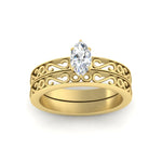 Load image into Gallery viewer, marquise-cut-filigree-single-stone-diamond-wedding-ring-set-in-yellow-gold-FDENS3289MQANGLE5-NL-YG.jpg?v=1763371065