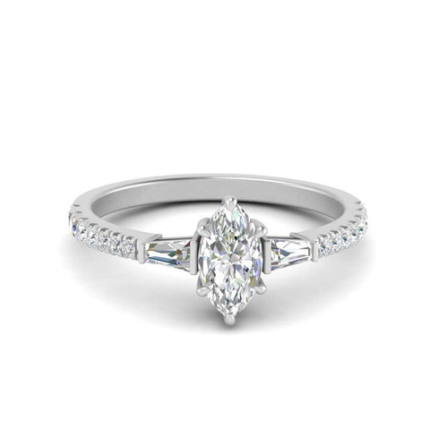 Delicate Antique Pave Marquise Engagement Ring