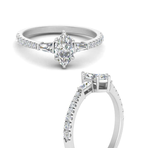 Delicate Antique Pave Marquise Engagement Ring