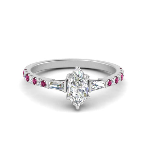 Delicate Antique Pave Marquise Engagement Ring