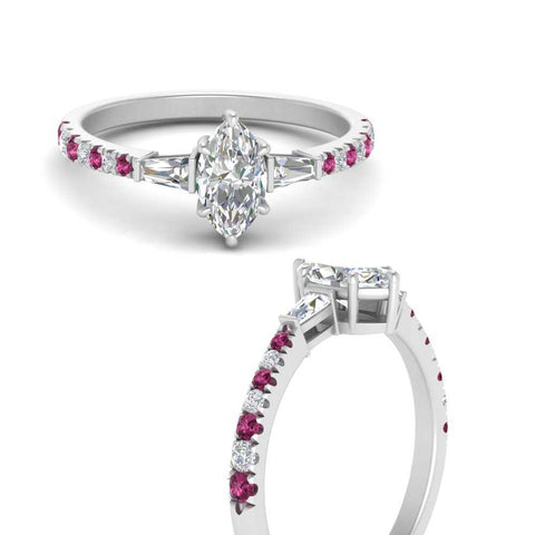 Delicate Antique Pave Marquise Engagement Ring