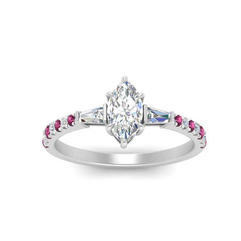 Delicate Antique Pave Marquise Engagement Ring