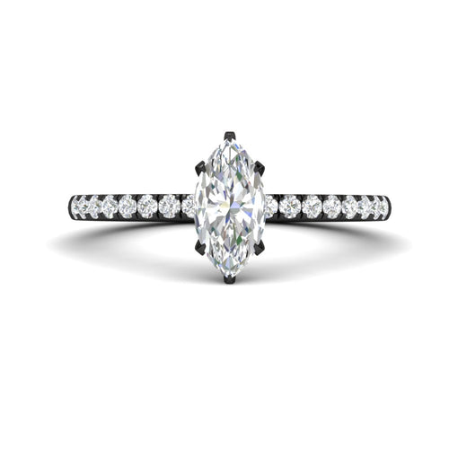 Marquise Cut Lab Grown French Pave Engagement Ring
