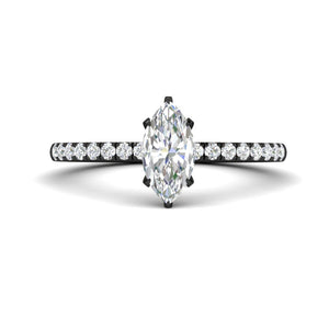 Marquise Cut Lab Grown French Pave Engagement Ring