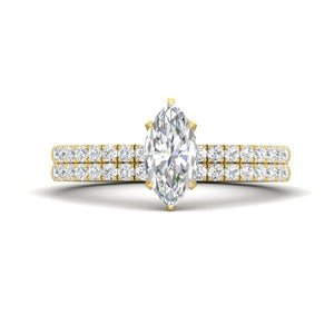 Marquise Cut French Pave Diamond Wedding Ring Set
